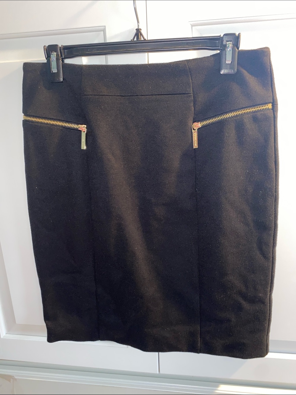 Michael Kors Black Pencil Skirt with Gold Zipper Accents